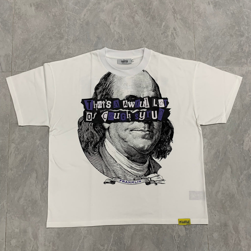 [✅LEGIT] TS30 | TRAPSTAR XCOUGH SYRUP BENJAMIN FRANKLIN TEE-WHITE*(SS25)White T-shirt